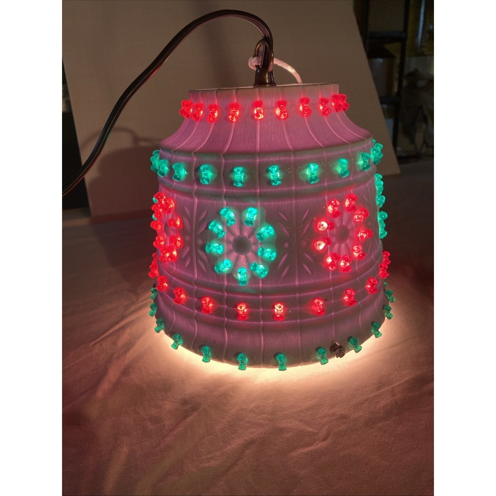 Vintage Lawnware Hanging Patio Bar Deck Camping Light White Beaded Made U.S.A